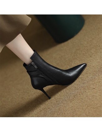 Autumn and winter new pointed short boots fine heel temperament sexy high heels