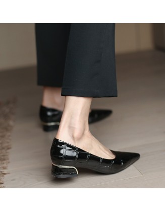 Patent leather single shoes women's new soft bottom pointy head versatile career flat leather shoes
