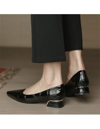 Patent leather single shoes women's new soft bottom pointy head versatile career flat leather shoes