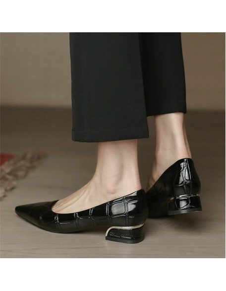 Patent leather single shoes women's new soft bottom pointy head versatile career flat leather shoes